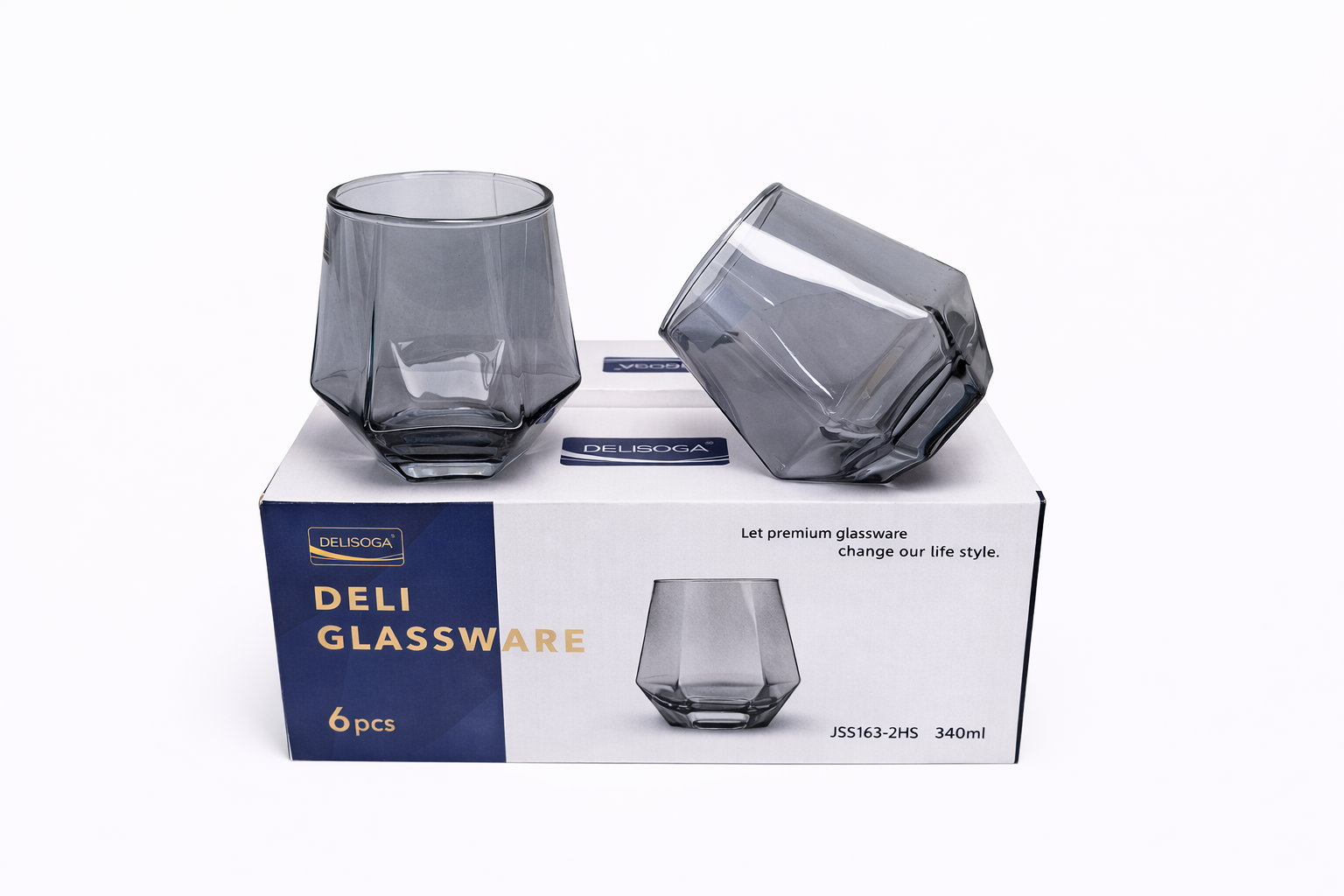 Delisoga Glass Tumbler Cup Set 6pcs