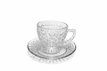 Delisoga TEXTURED Glass Tea Cup and Saucers Set 6pcs