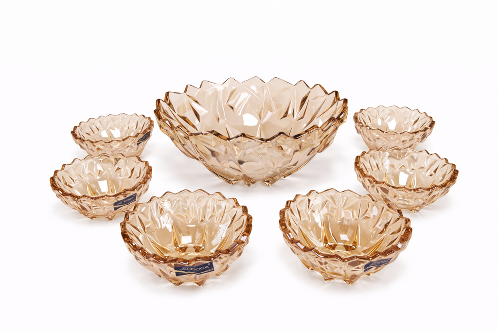 Amber crystal bowl set 7pc