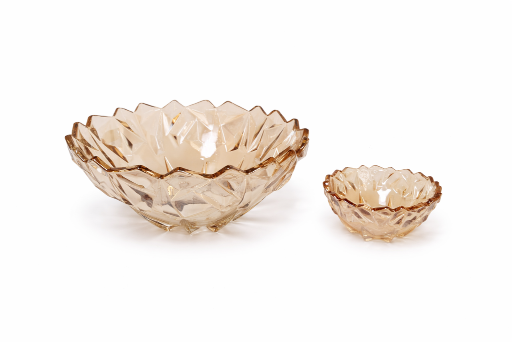 Amber crystal bowl set 7pc