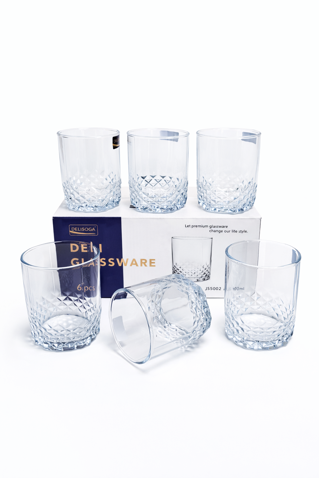 Delisoga Glass Tumbler Cup Set 6pcs