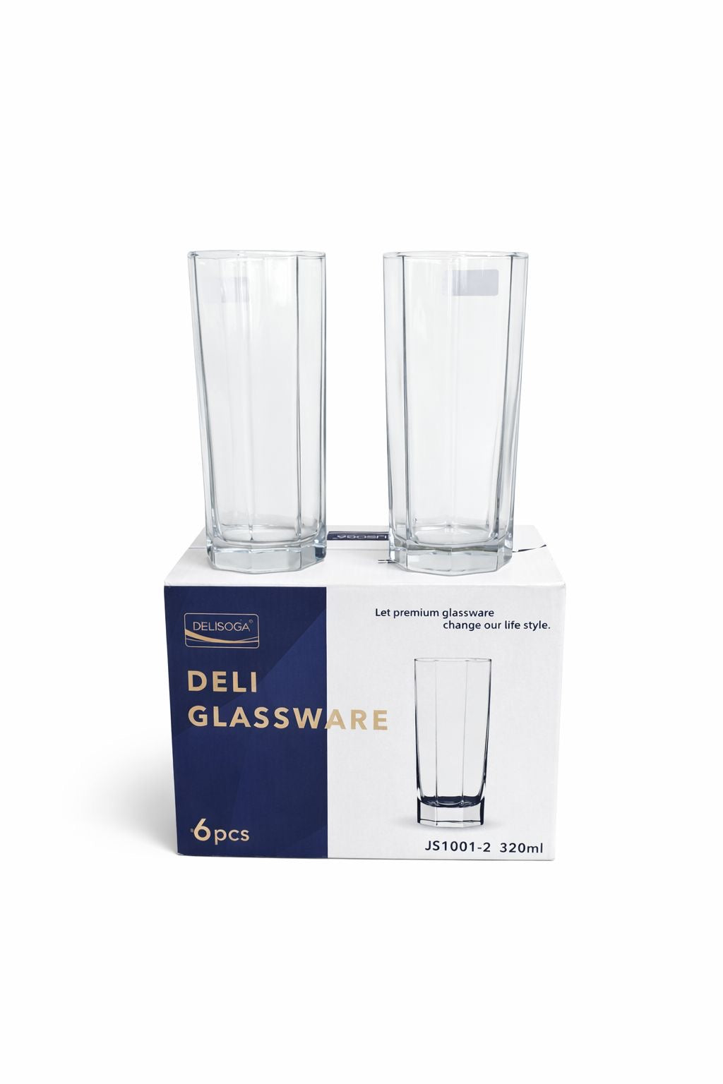 Delisoga Glass Tumbler Cup Set 6pcs