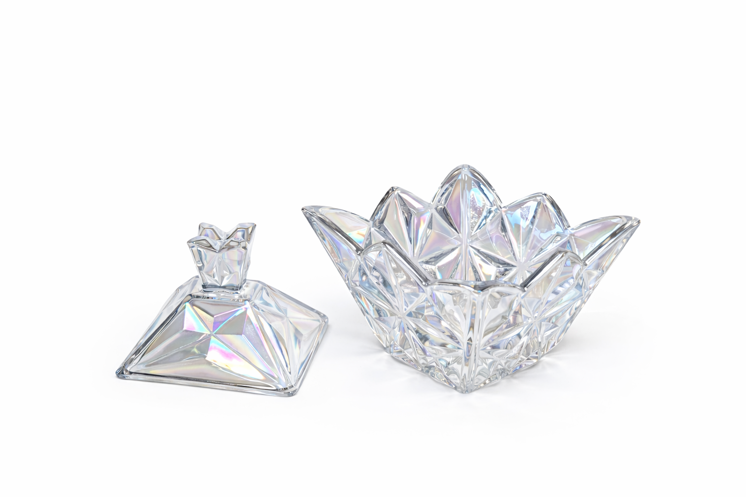 Iridescent crystal candy jar