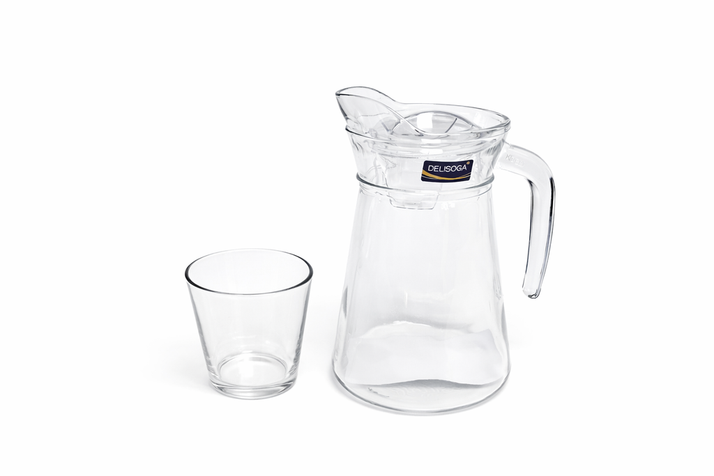 Deli Glassware - Water Jug Set with 6 Glasses 1 Jug