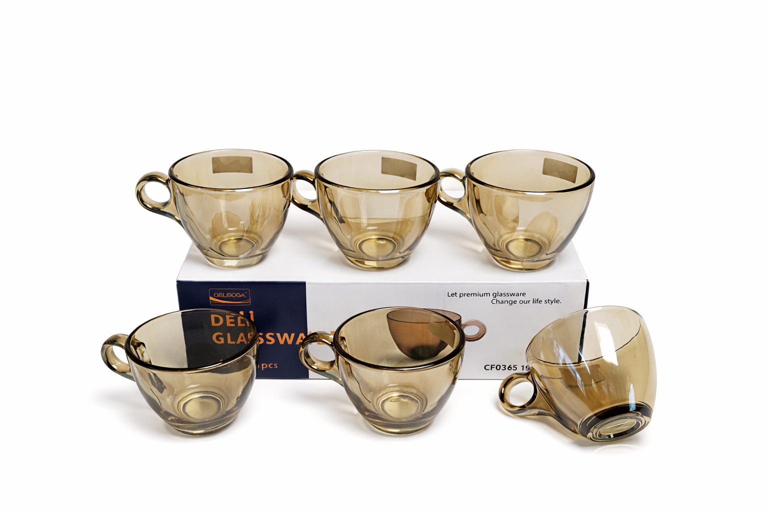 Delisoga Glass Tea Cup Set 6pcs (BROWN)