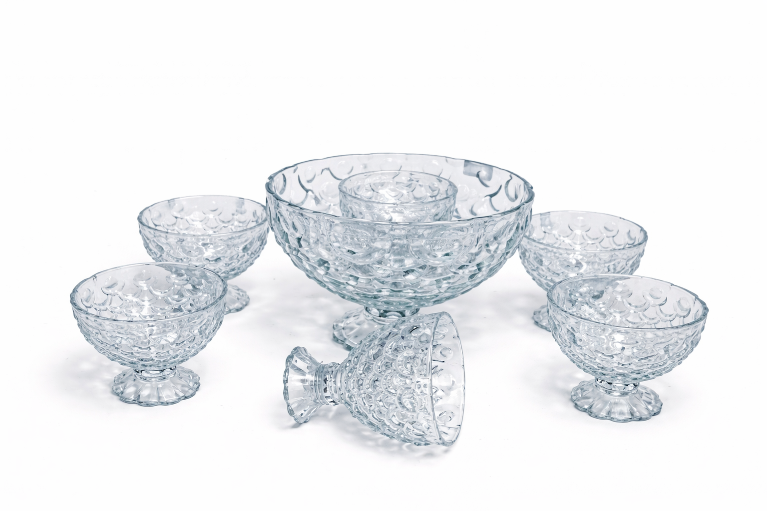 DELISOGA Glass Ice-Cream Bowls Set 7pcs 1x Large 6x Small Bowls