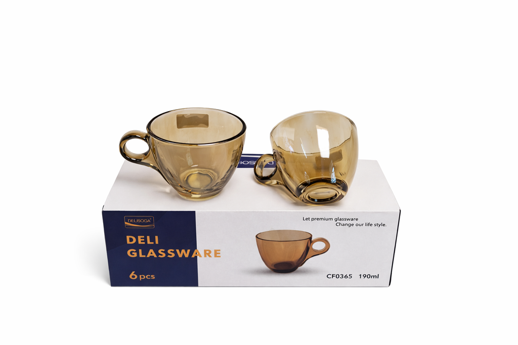 Delisoga Glass Tea Cup Set 6pcs (BROWN)