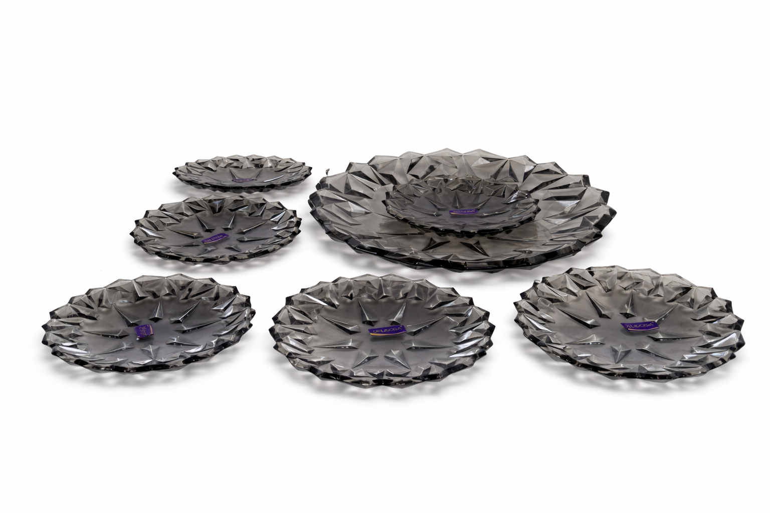 Delisoga Glass Cake Set (BLACK) 1 Large + 6 Plates
