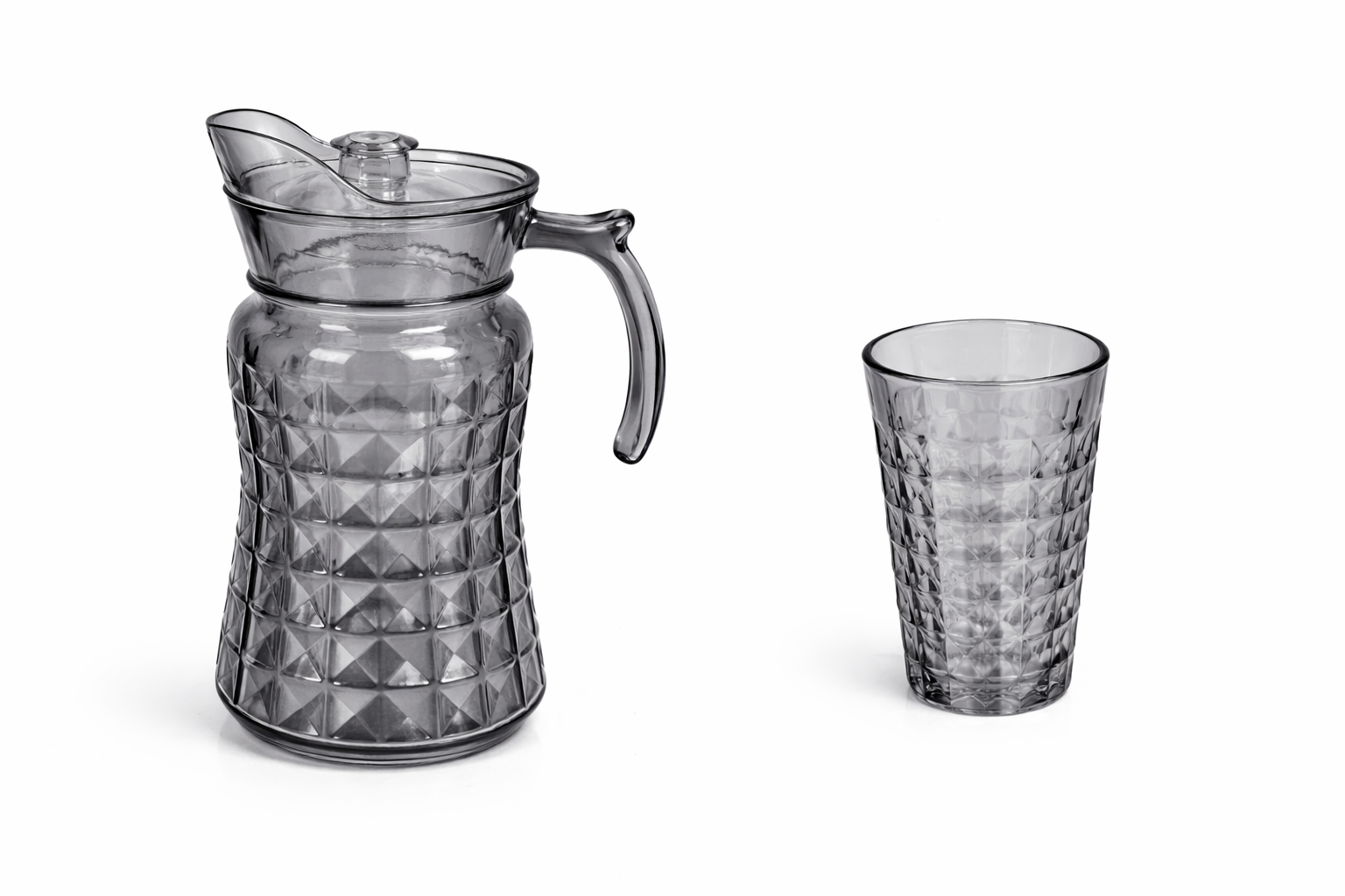 Deli Glassware - Water Jug Set with 6 Glasses 1 Jug (GREY)