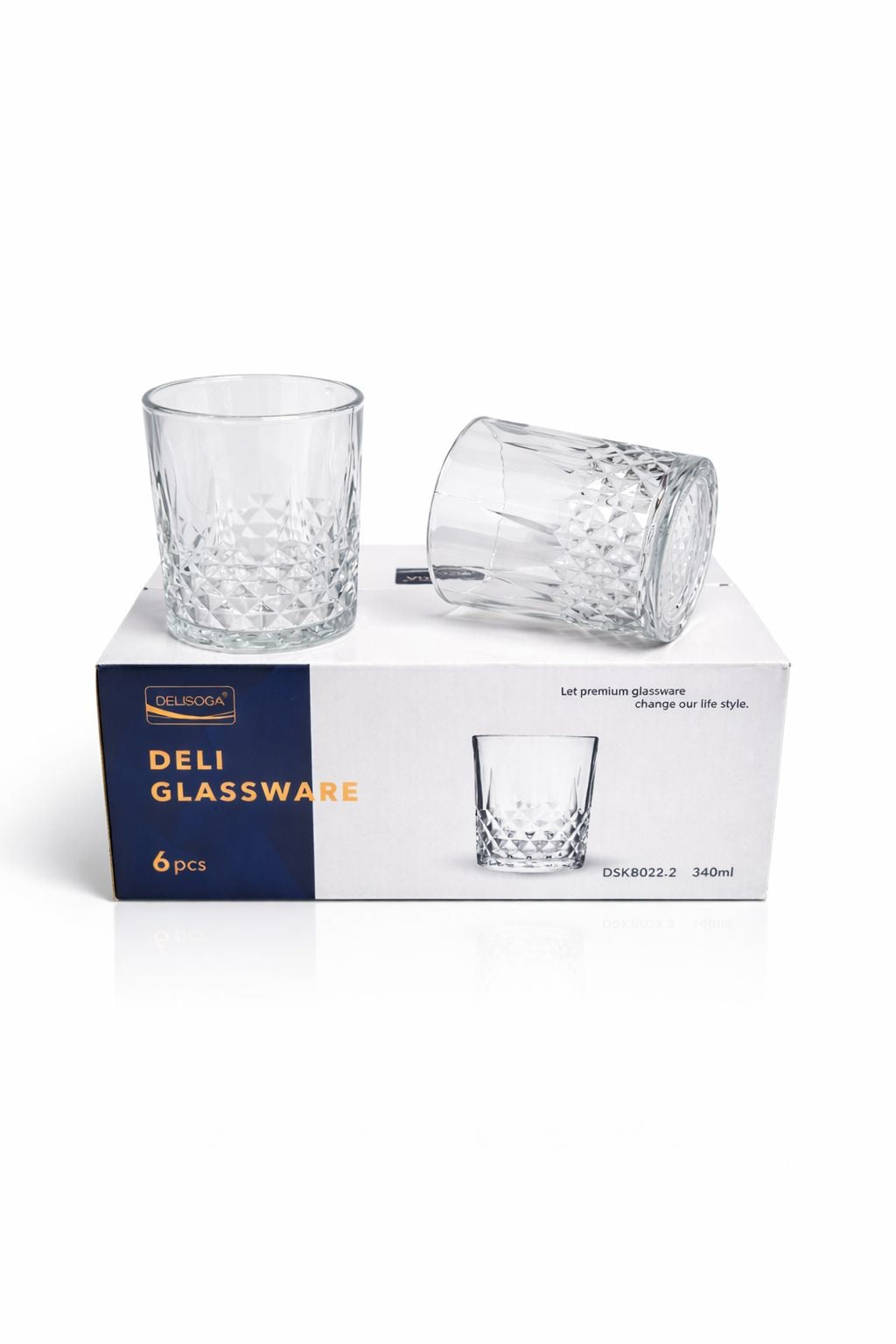 Delisoga Glass Tumbler Cup Set 6pcs