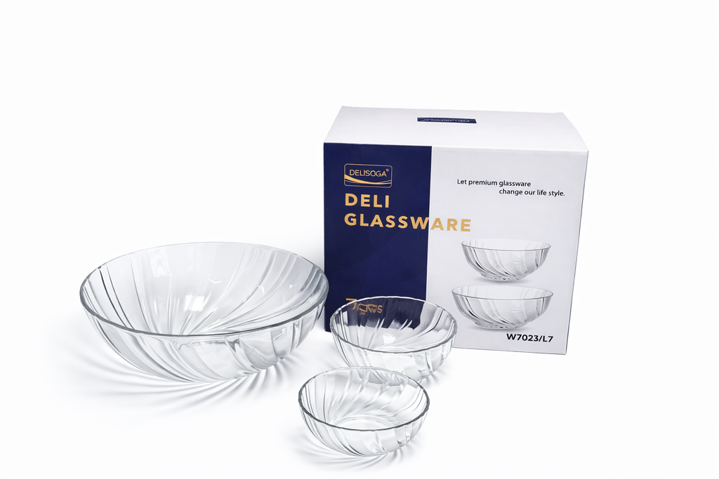 DELISOGA Textured Glass FRUIT Bowl Set 7pc