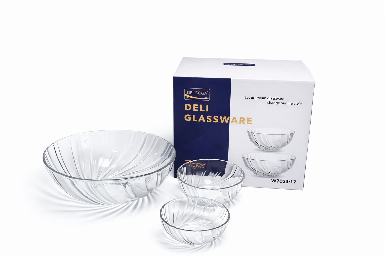 DELISOGA Textured Glass FRUIT Bowl Set 7pc