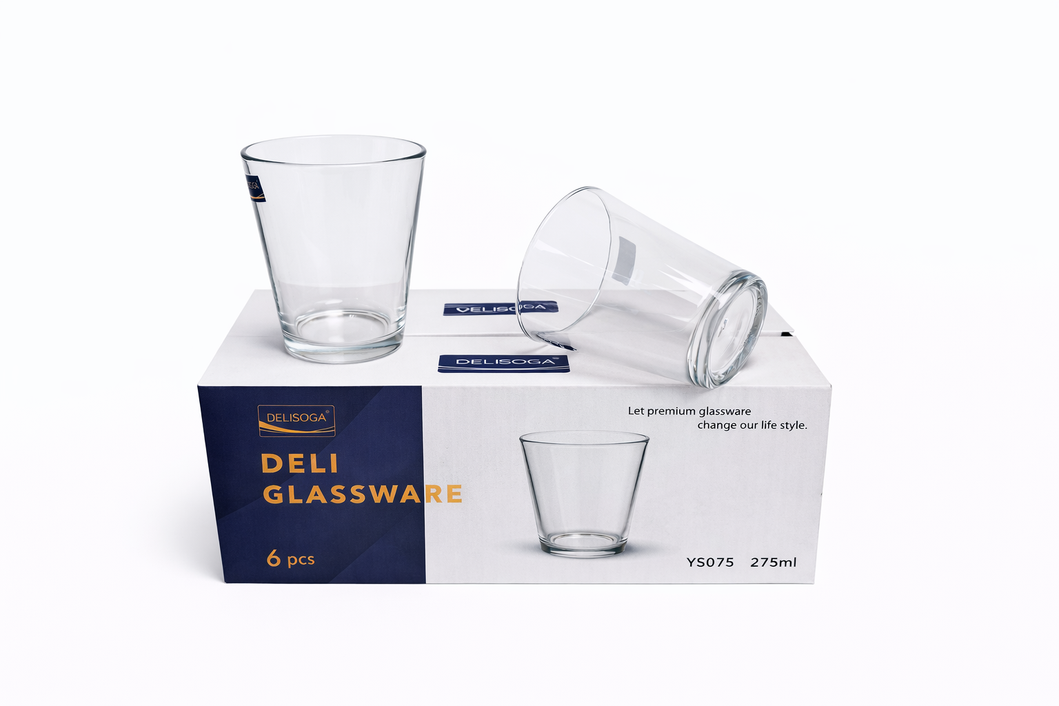 Delisoga Glass Tumbler Cup Set 6pcs