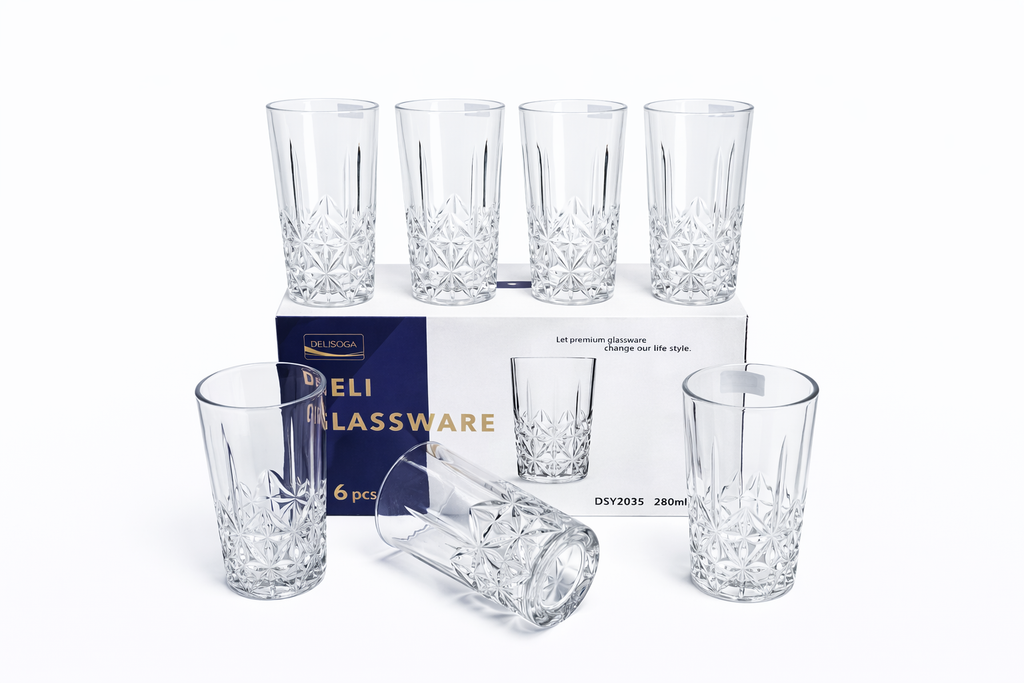 Delisoga Glass Tumbler Cup Set 6pcs