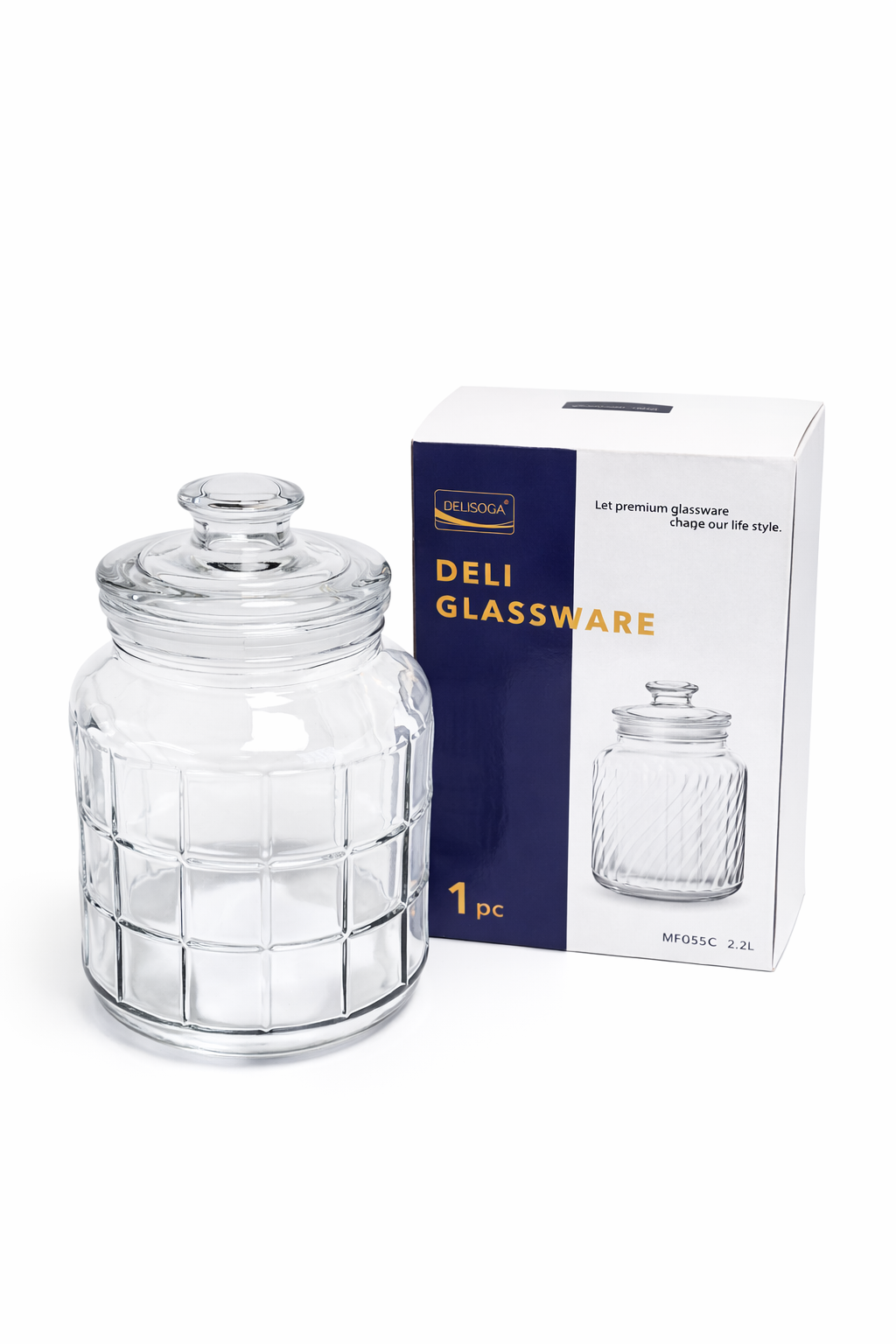 Deli Glassware Jar with Airtight Lids 2.2L