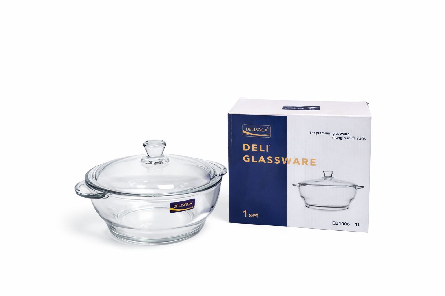 Delisoga Casserole/Donga Glass Lid Transparent 1L Capacity