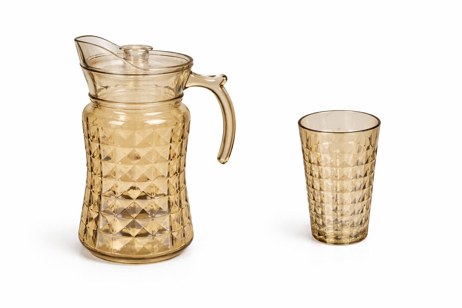 Deli Glassware - Water Jug Set with 6 Glasses 1 Jug (GOLDEN)