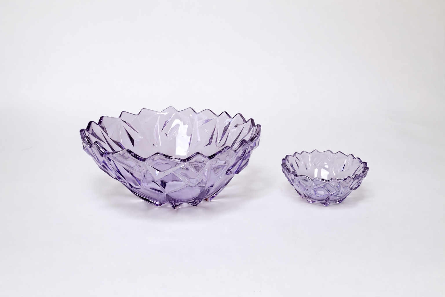 lavender crystal bowl set 7pc