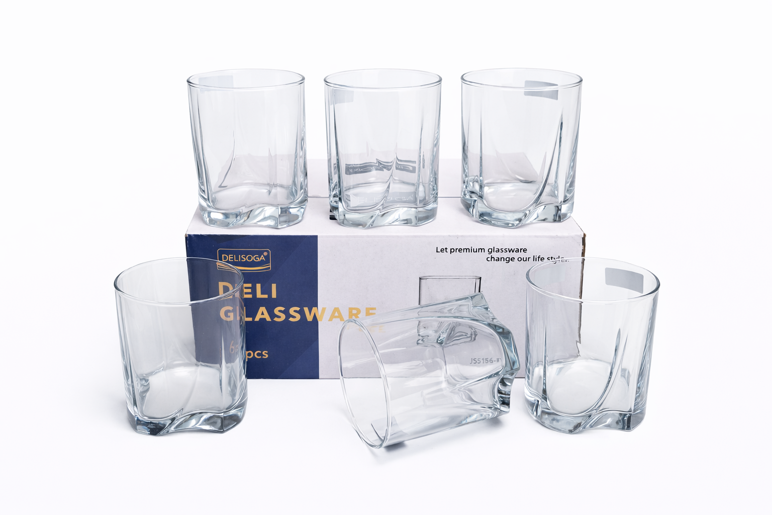 Delisoga Glass Tumbler Cup Set 6pcs