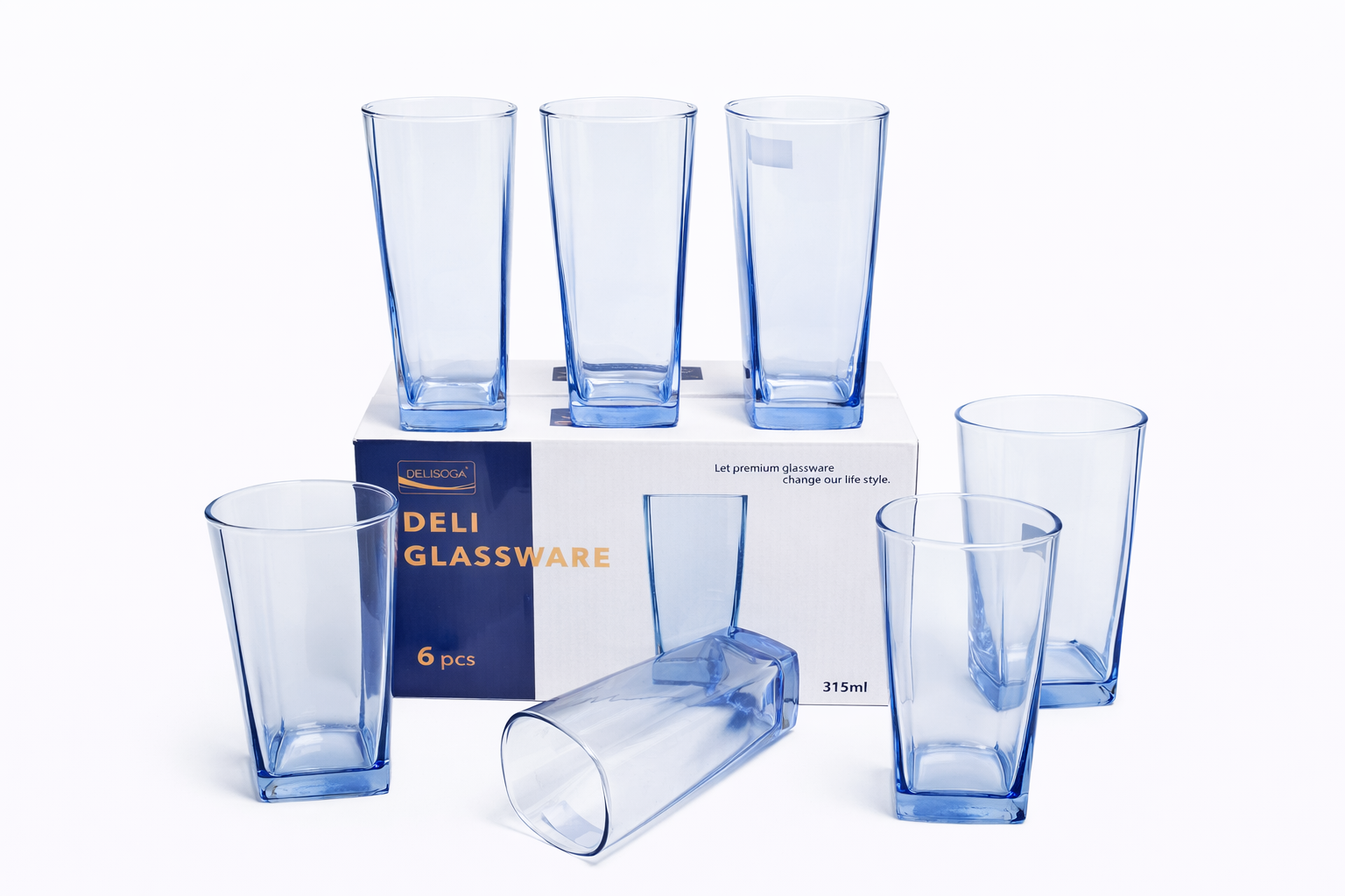 Delisoga Glass Tumbler Cup Set 6pcs