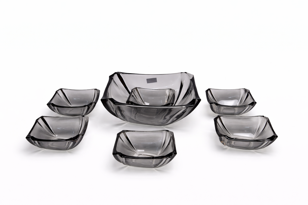 DELISOGA Grey Glass Fruit Bowl Set 7pcs