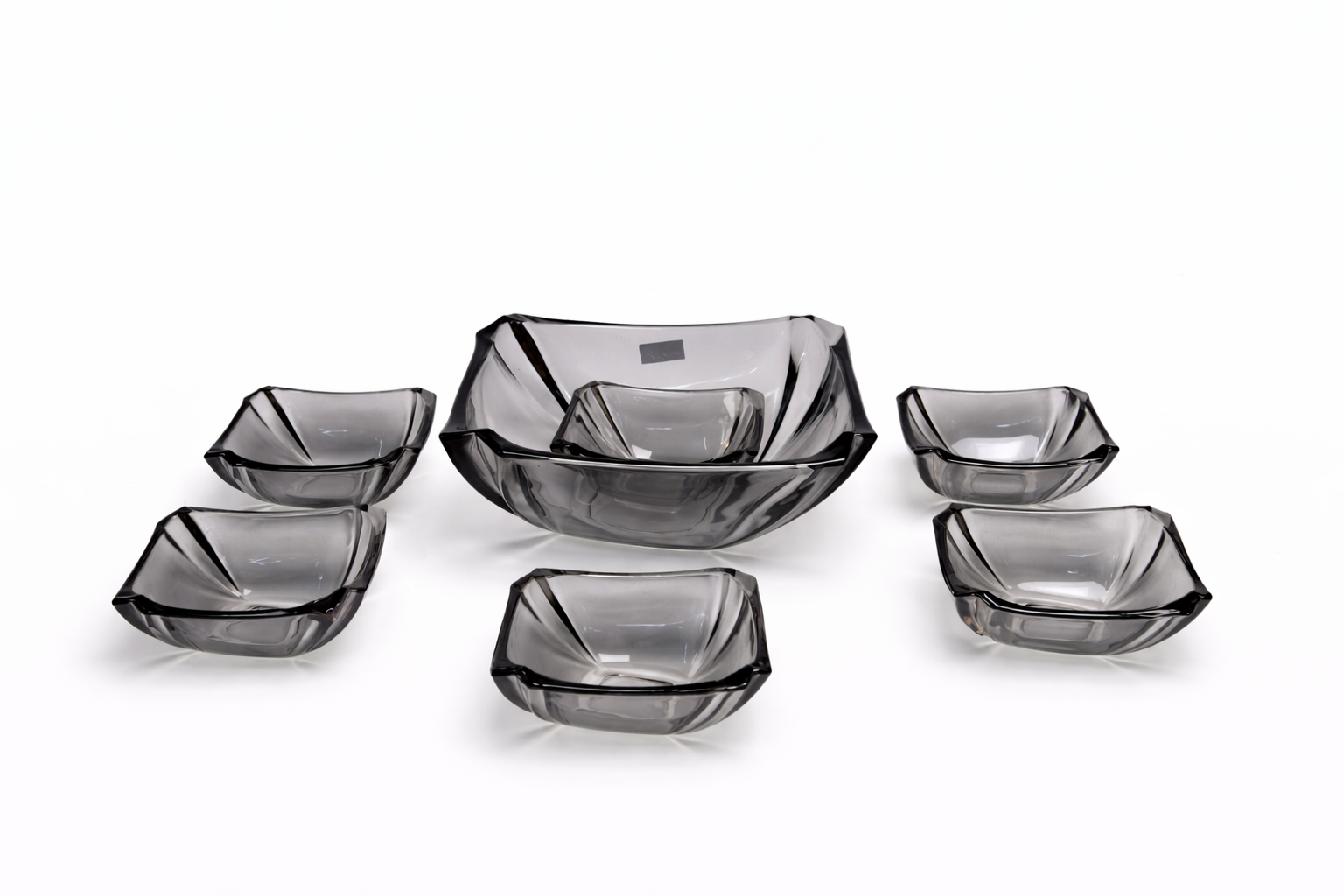 DELISOGA Grey Glass Fruit Bowl Set 7pcs