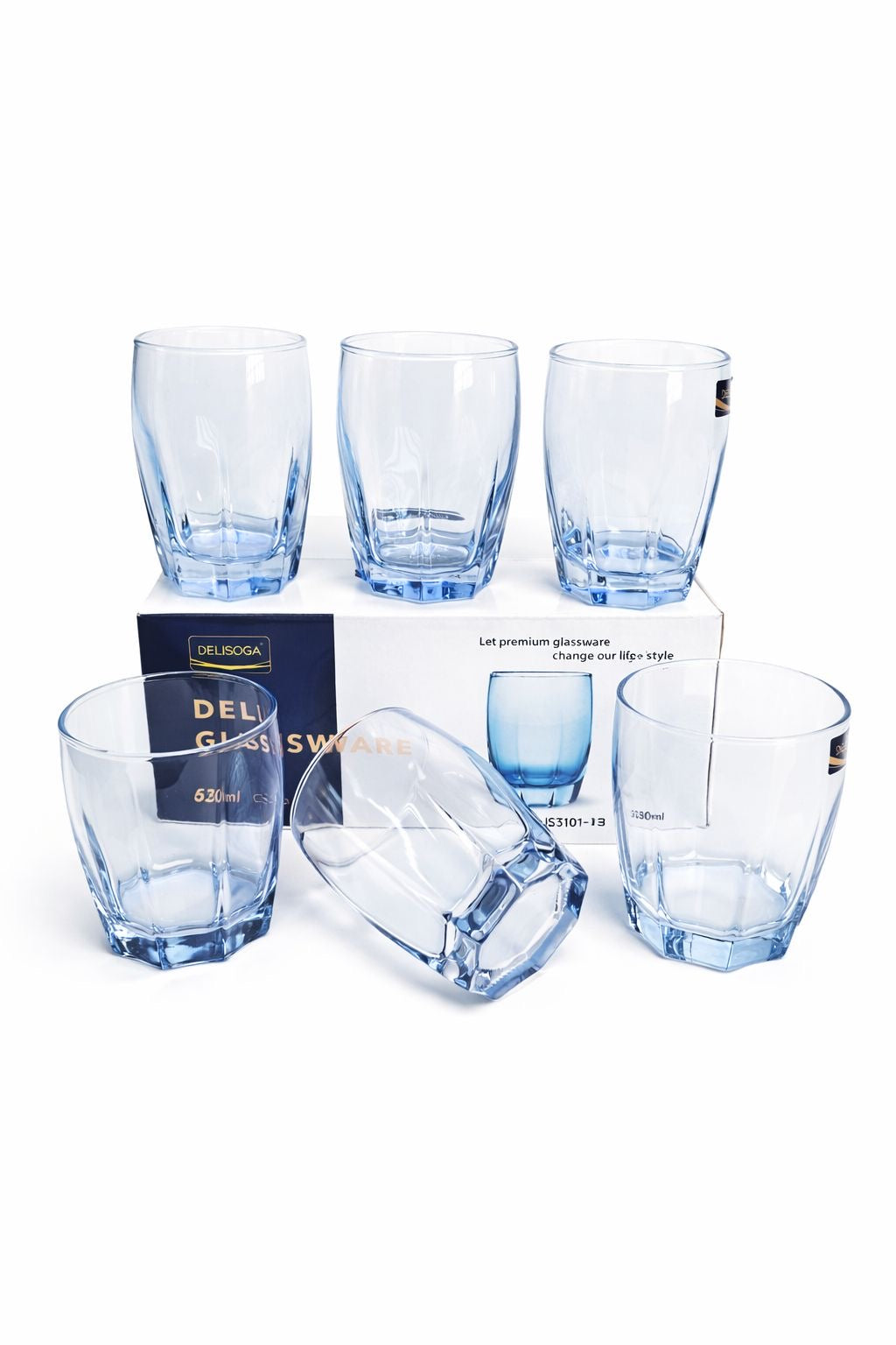 Delisoga Glass Tumbler Cup Set 6pcs
