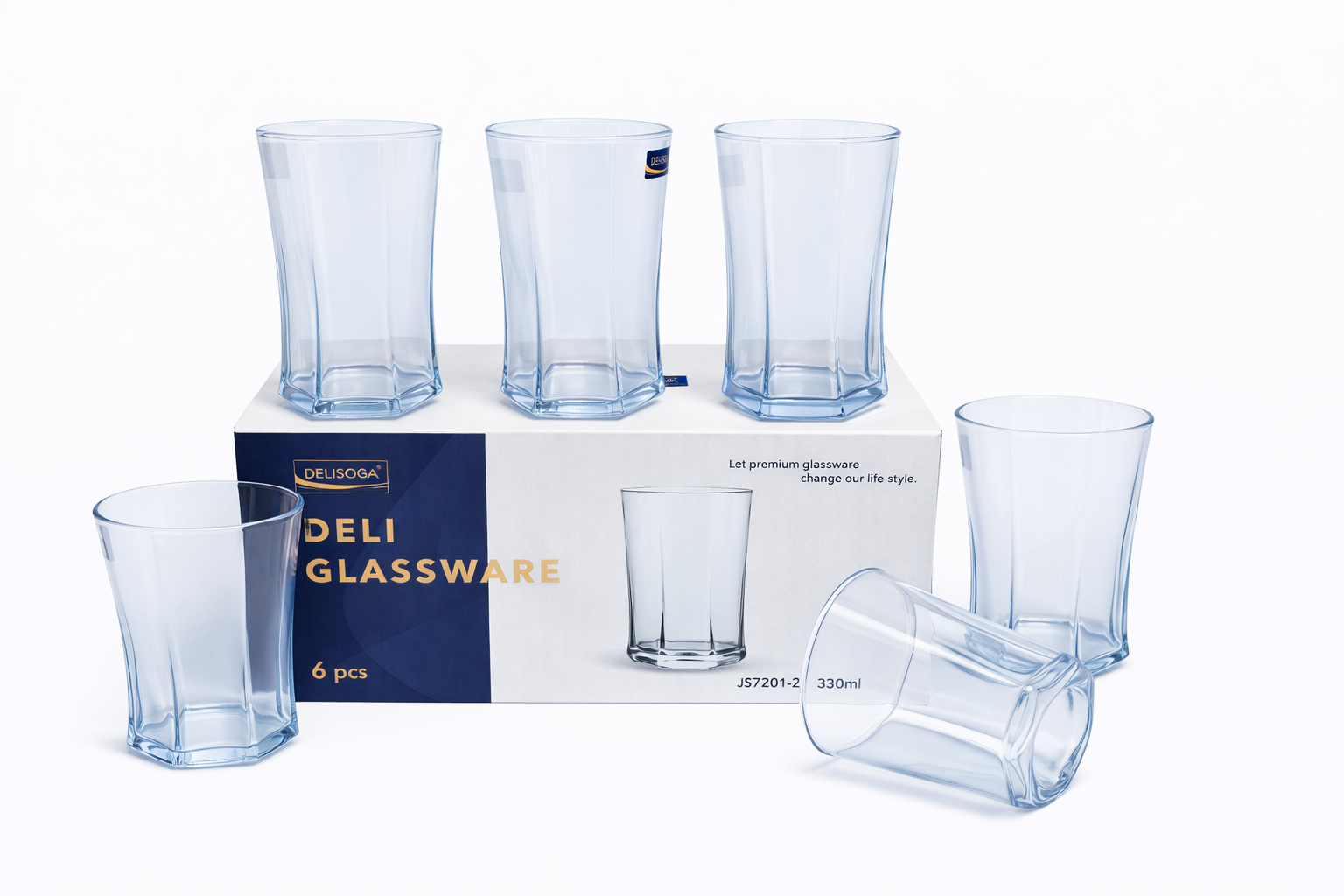 Delisoga Glass Tumbler Cup Set 6pcs
