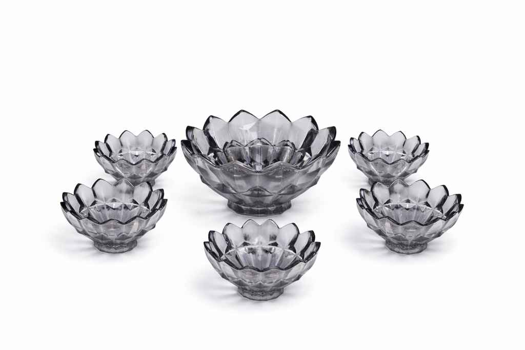 DELISOGA Textured Glass Fruit Bowl Set 7pcs (GREY)