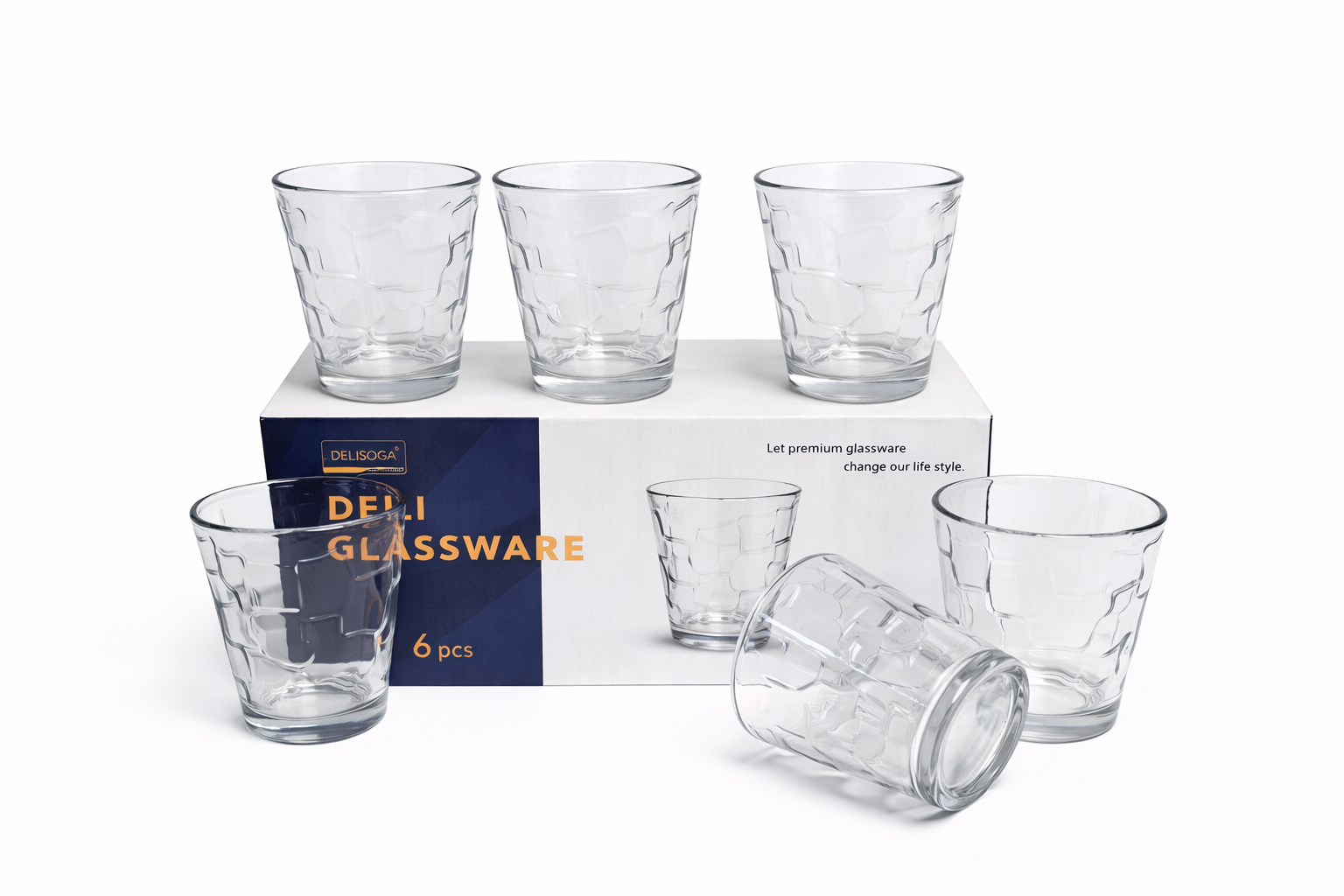 Delisoga Glass Tumbler Cup Set 6pcs