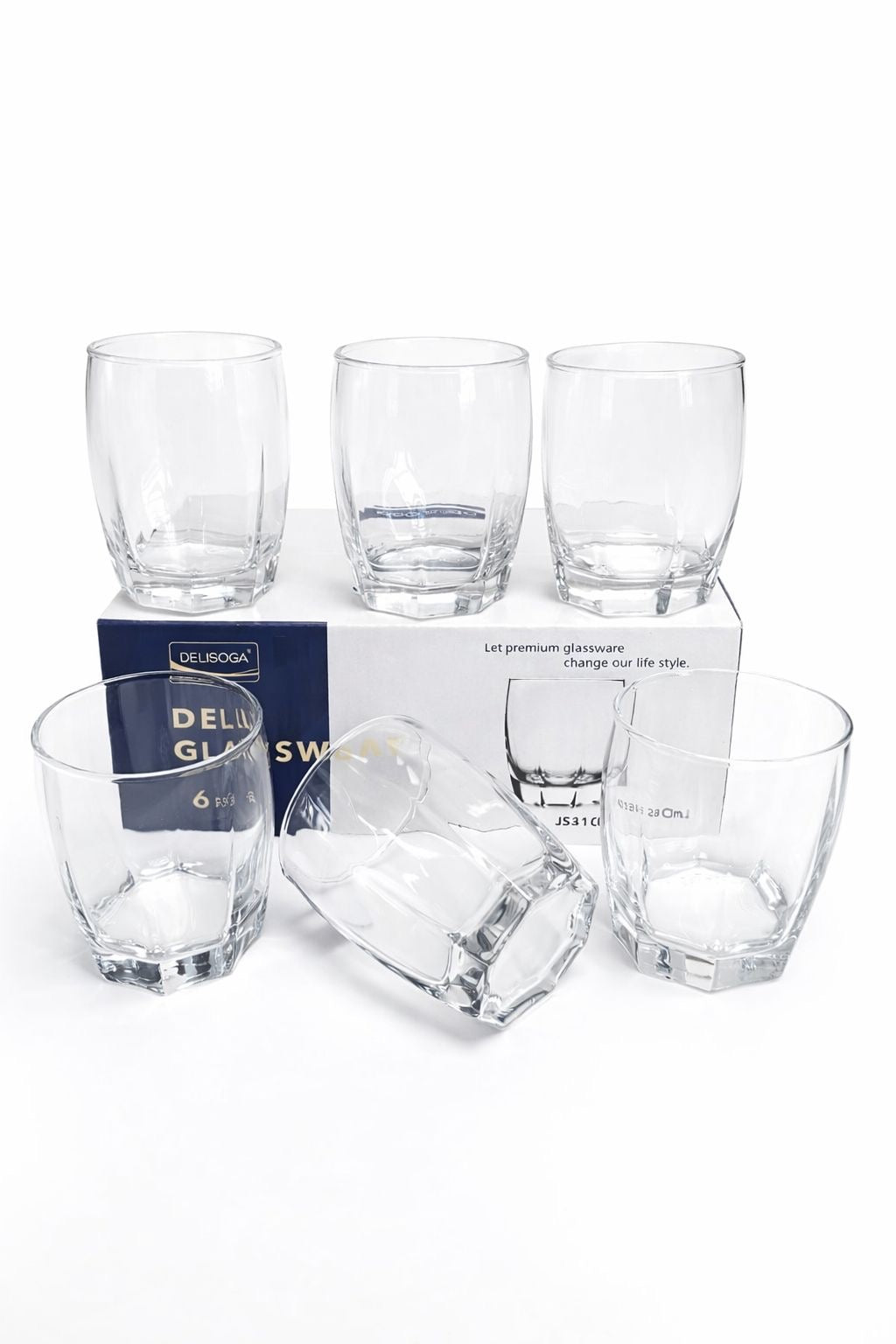 Delisoga Glass Tumbler Cup Set 6pcs