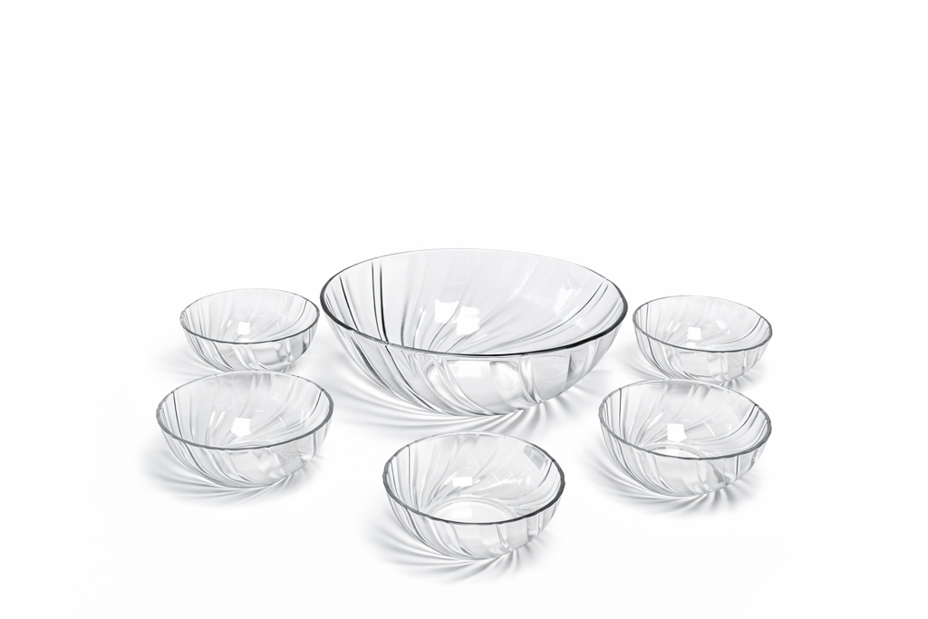 DELISOGA Textured Glass FRUIT Bowl Set 7pc