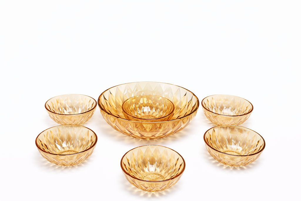 DELISOGA Golden Textured Glass Bowl Set 7pc