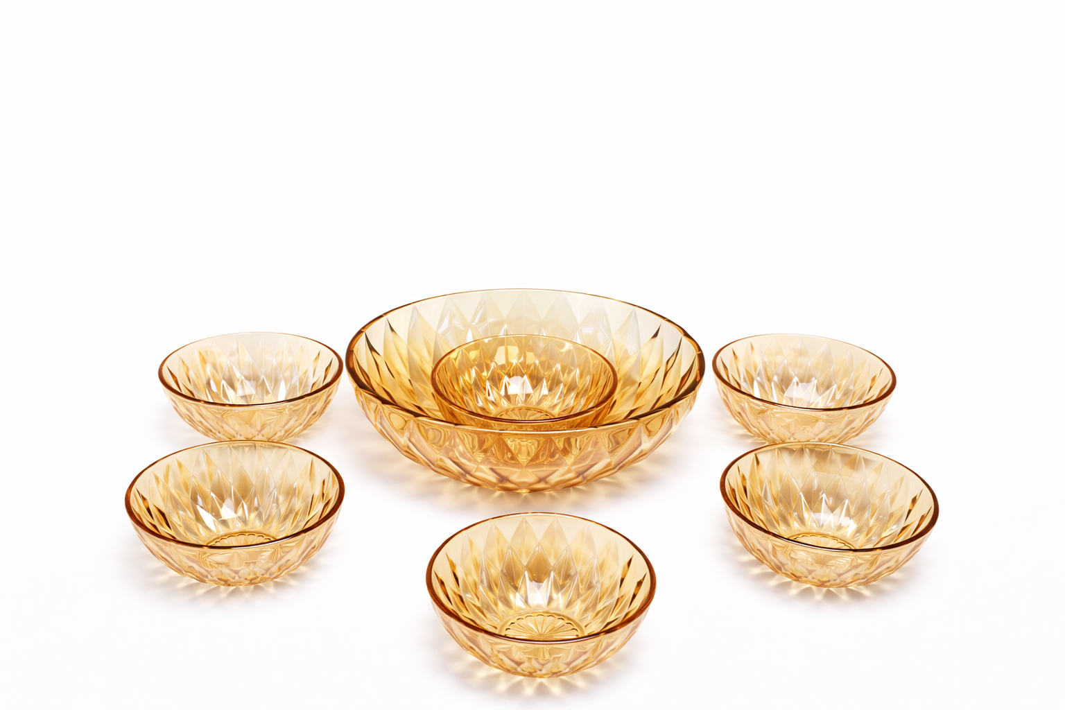 DELISOGA Golden Textured Glass Bowl Set 7pc