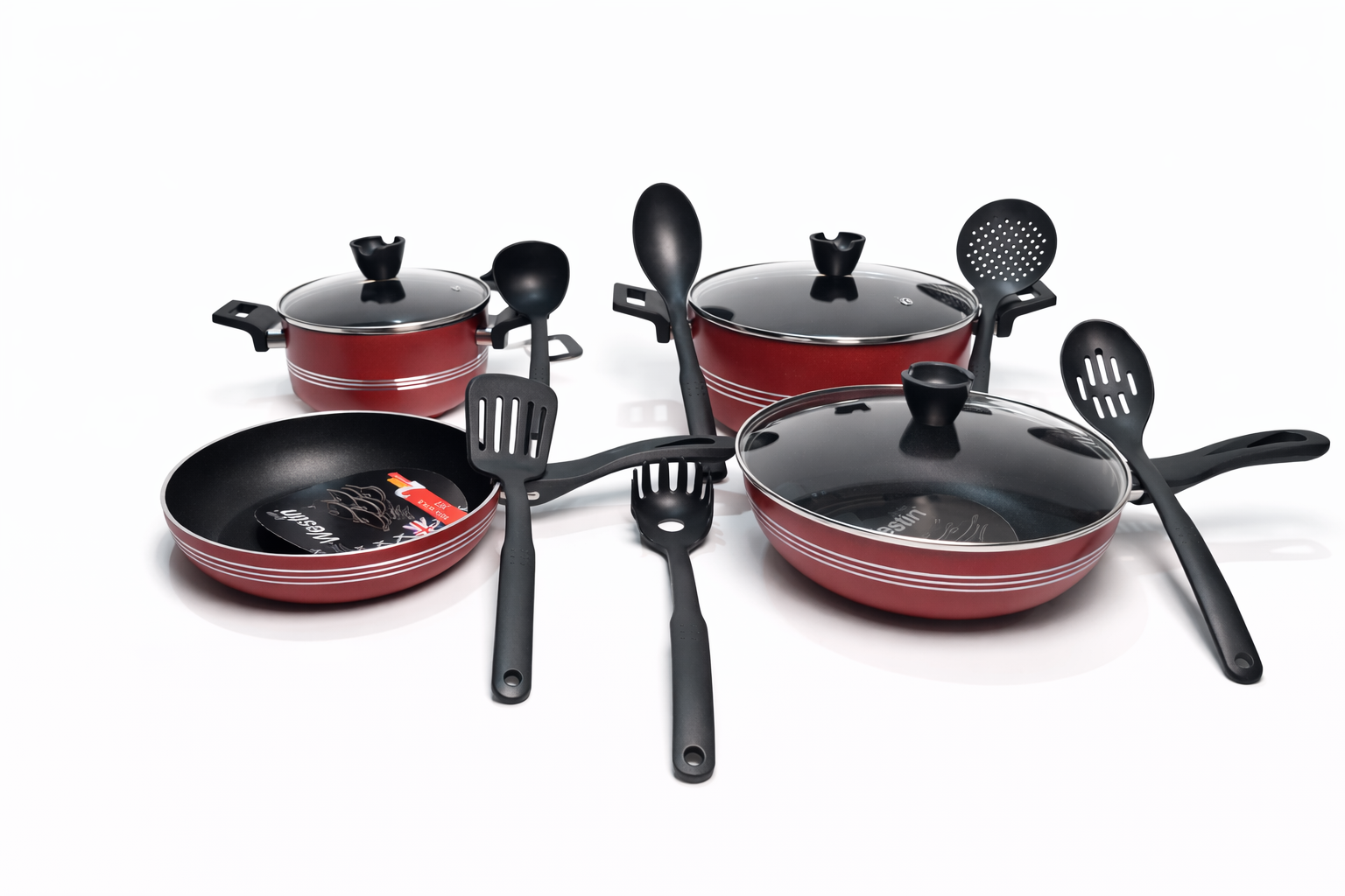 Westin Delight 13-Piece Marble Coated Non-Stick Cookware Set (Red)