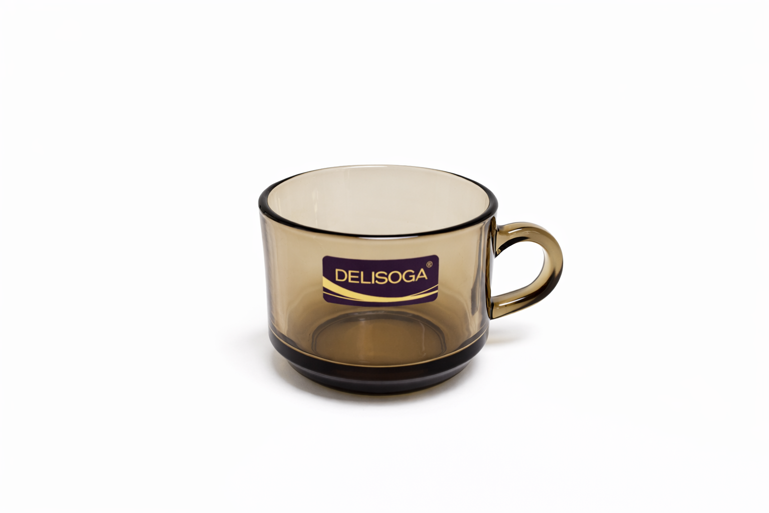 Delisoga Glass Tea Cup and Saucers Set 6pcs (BROWN)