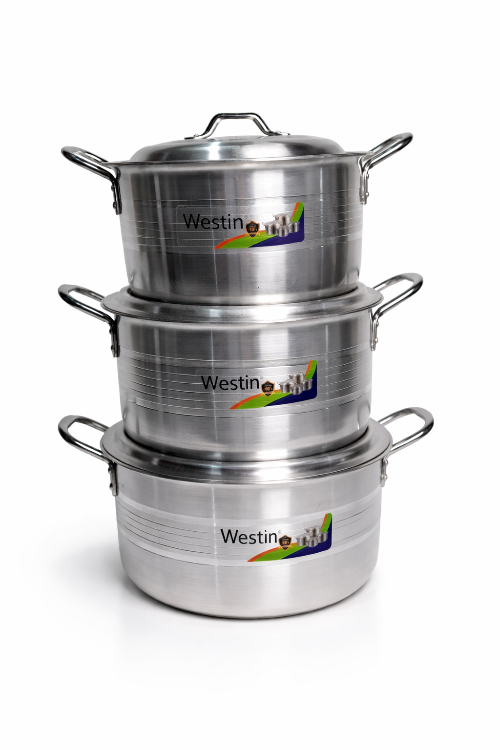 Westin 3-Piece Metal Finish Cooking Pot Set with Lids