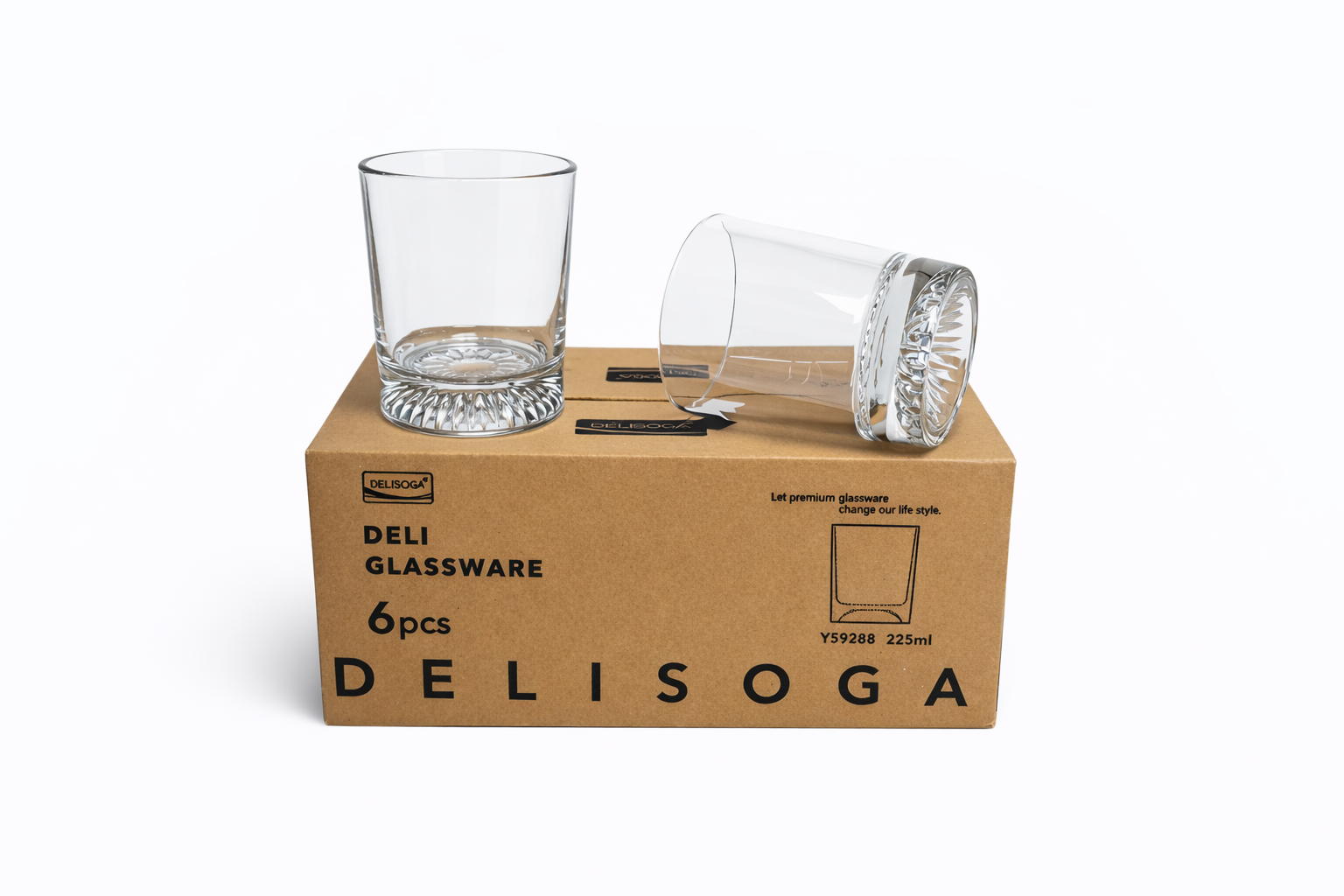 Delisoga Glass Tumbler Cup Set 6pcs
