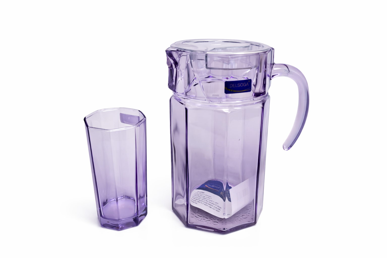 Deli Glassware - Water Jug Set with 6 Glasses 1 Jug (PURPLE)