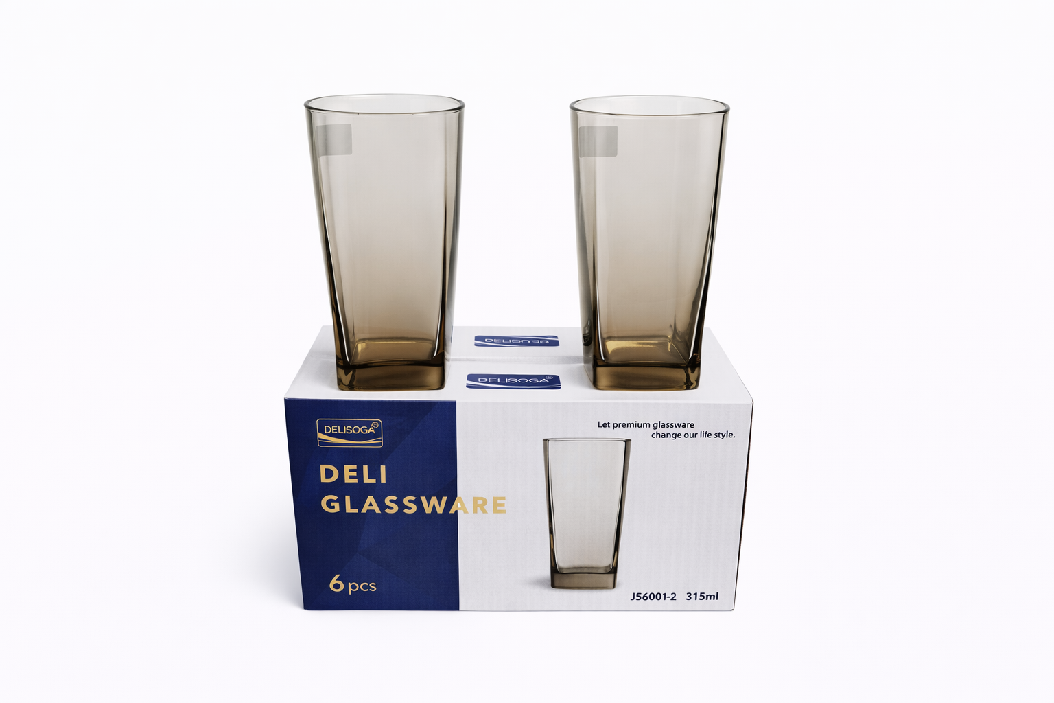Delisoga Glass Tumbler Cup Set 6pcs