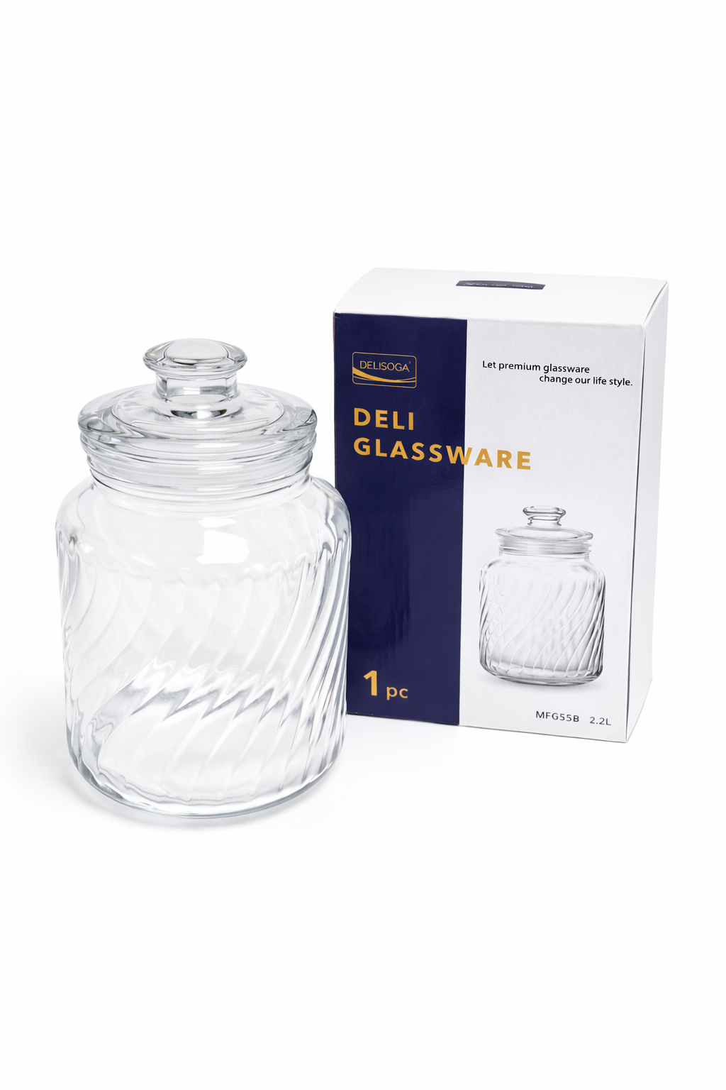 Deli Glassware Jar with Airtight Lids 2.2L