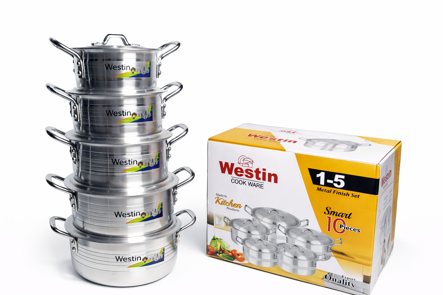 Westin Smart 10-Piece Metal Finish Cookware Set (1–5 Sizes)