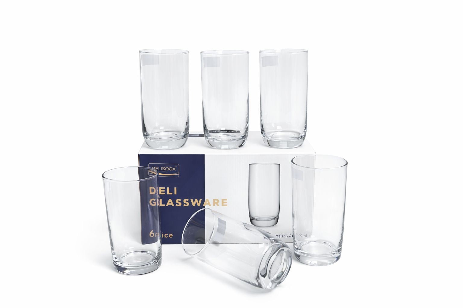 Delisoga Glass Tumbler Cup Set 6pcs