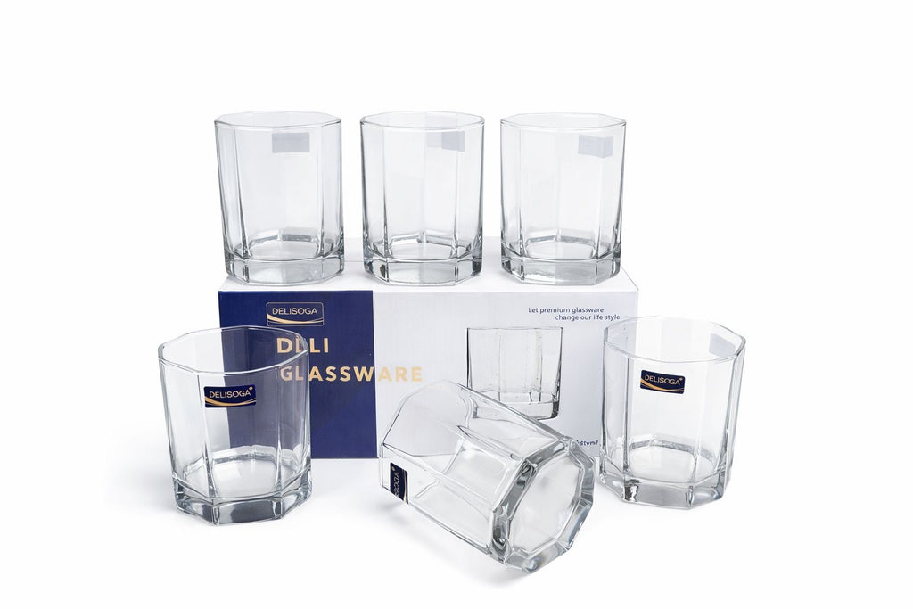 Delisoga Glass Tumbler Cup Set 6pcs