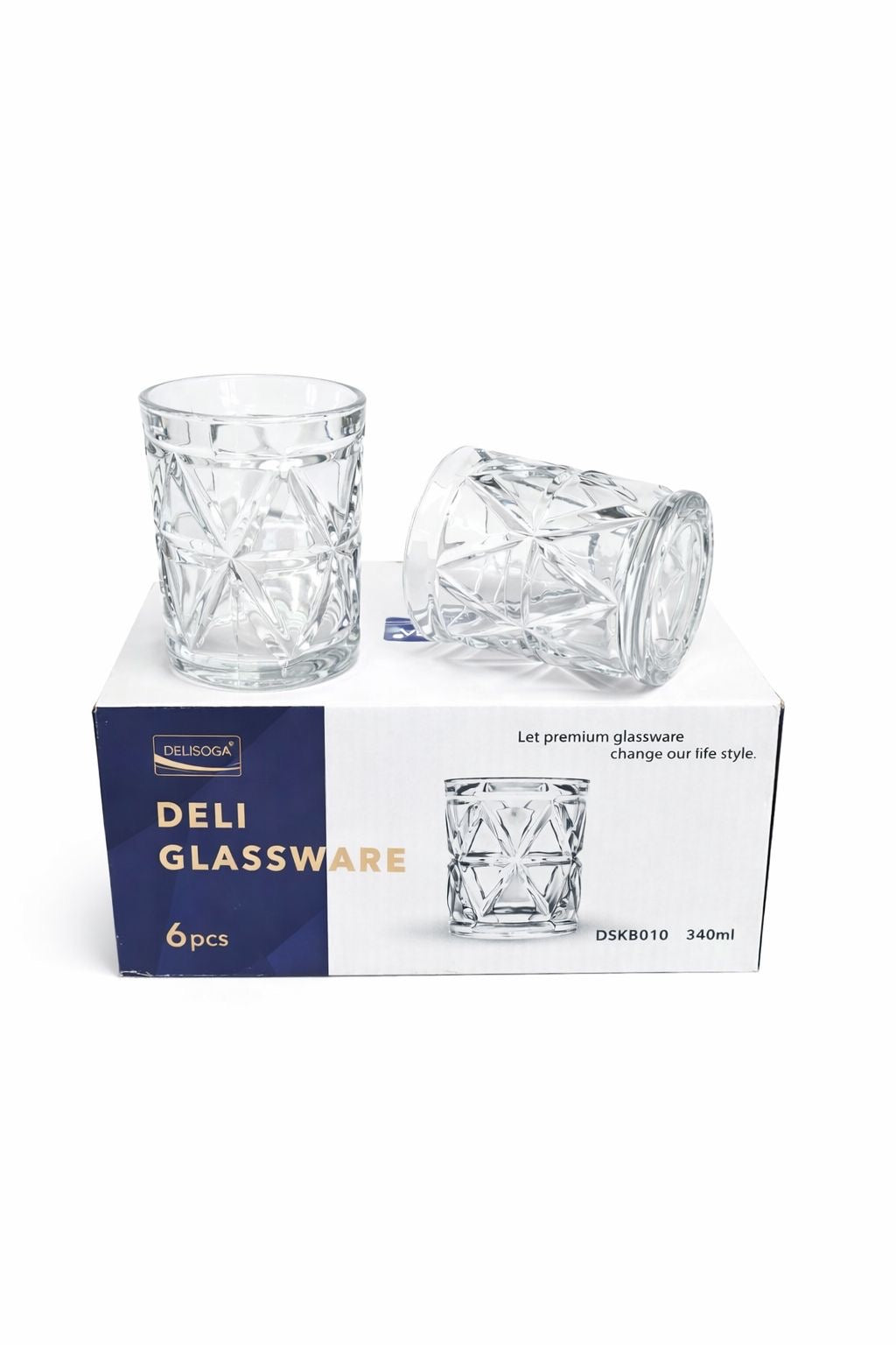 Delisoga Glass Tumbler Cup Set 6pcs