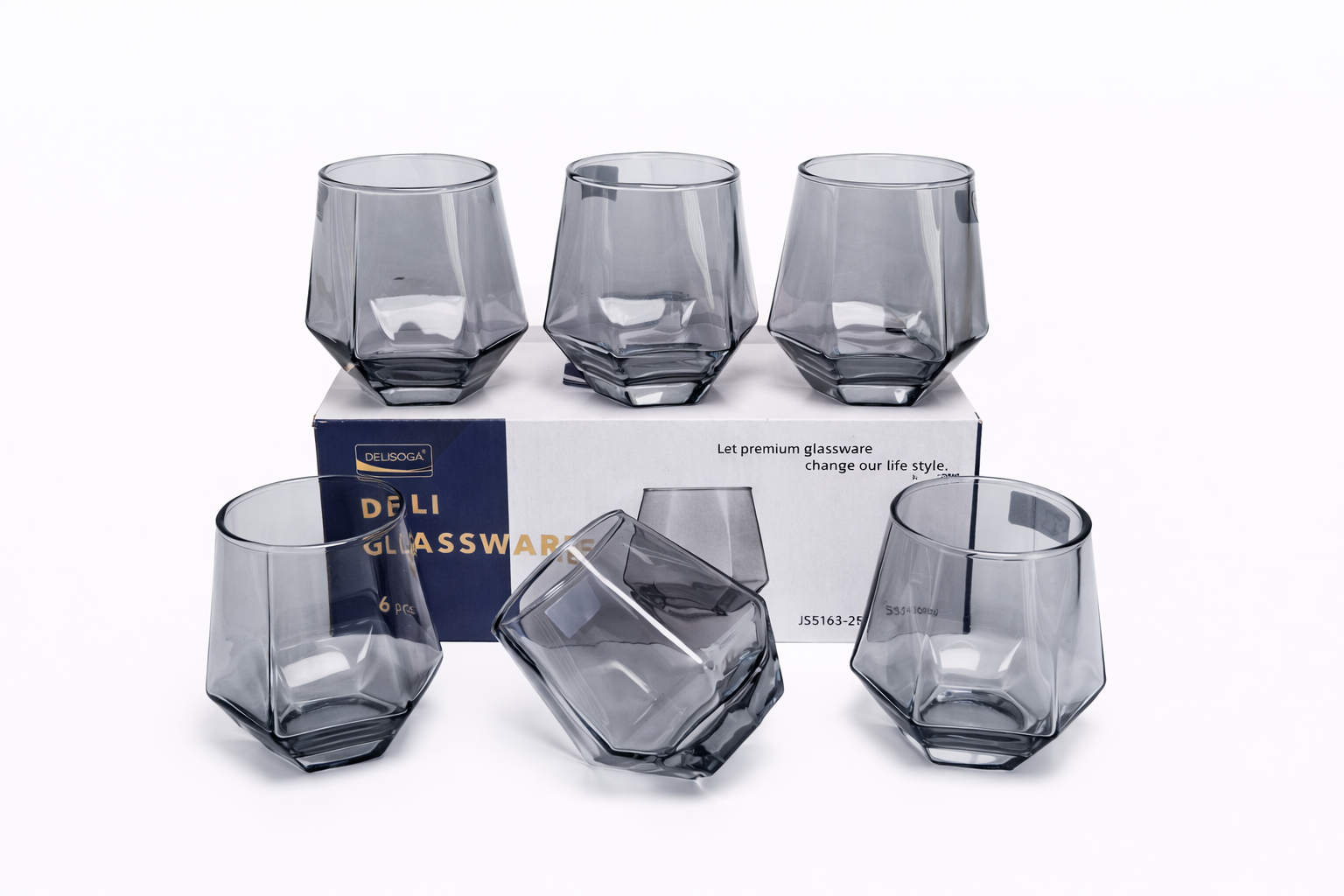 Delisoga Glass Tumbler Cup Set 6pcs