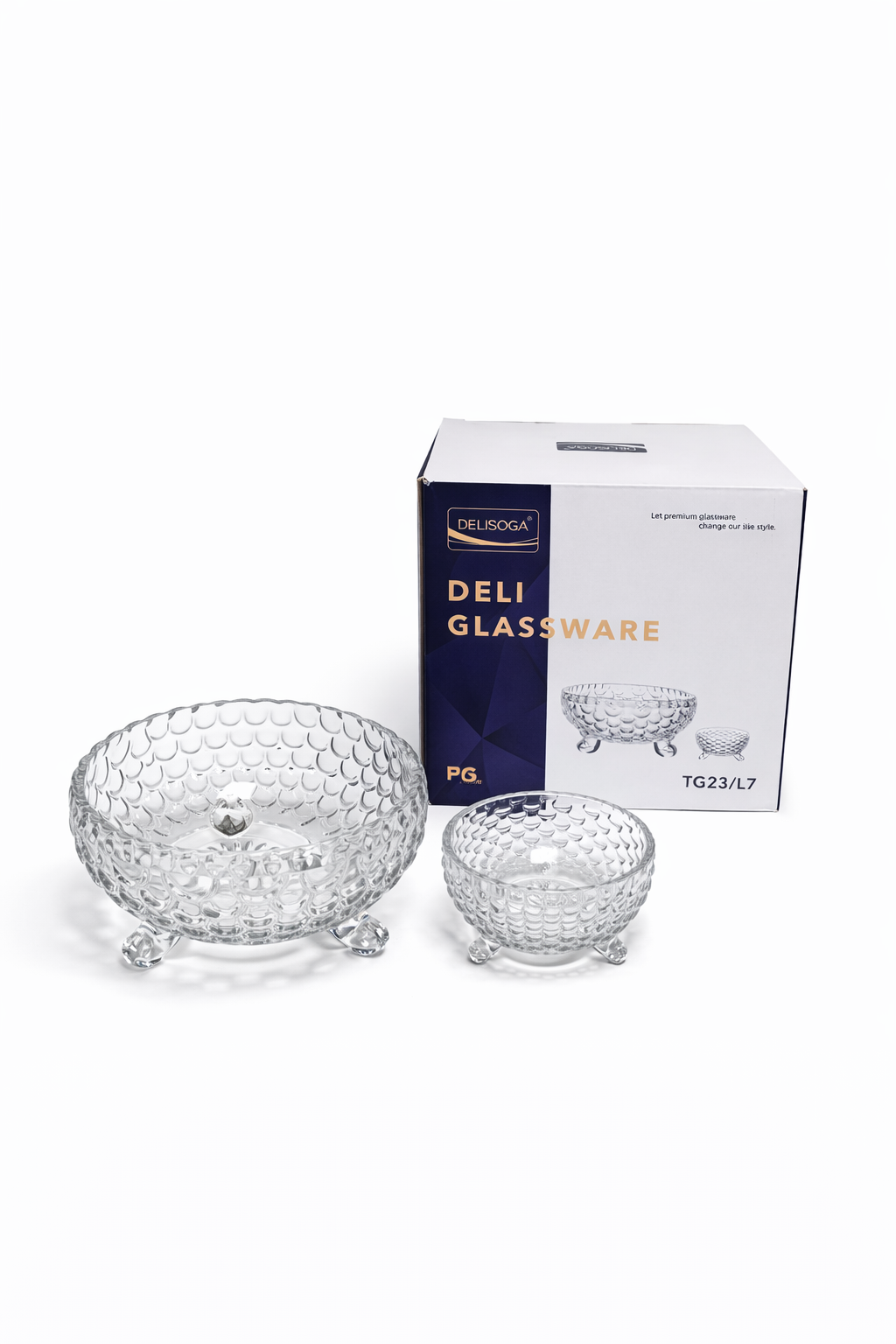 DELISOGA Textured Glass FRUIT Bowl Set 7pc