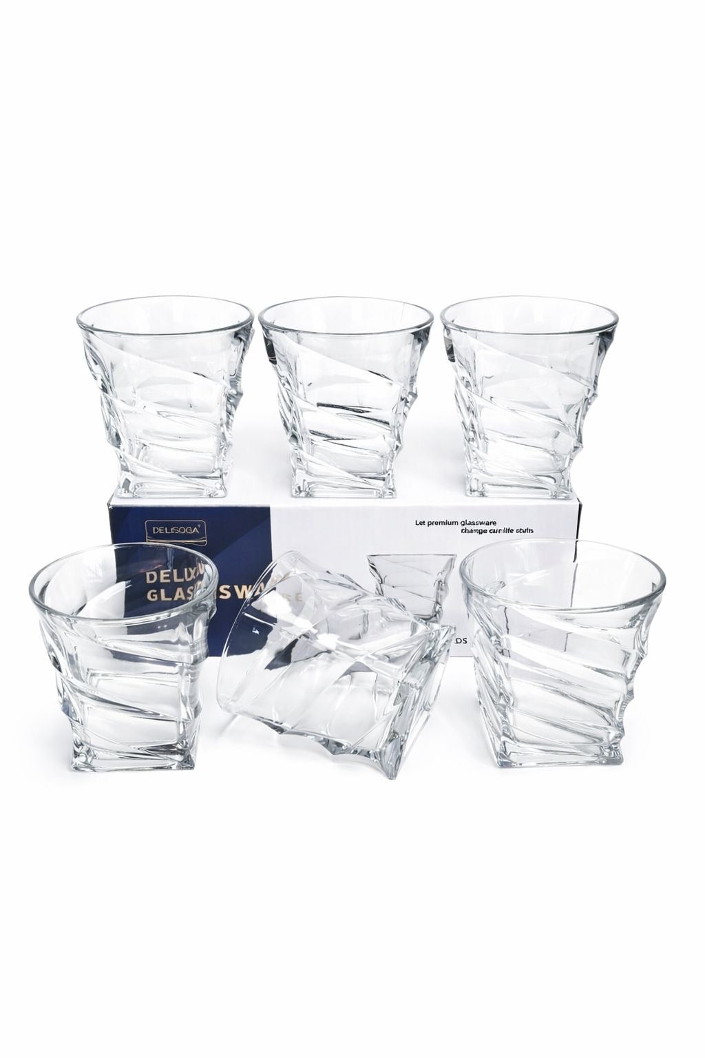 Delisoga Glass Tumbler Cup Set 6pcs