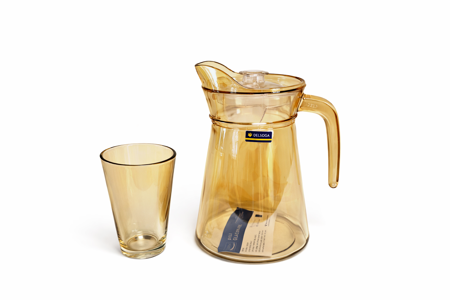 Deli Glassware - Water Jug Set with 6 Glasses 1 Jug (GOLDEN)