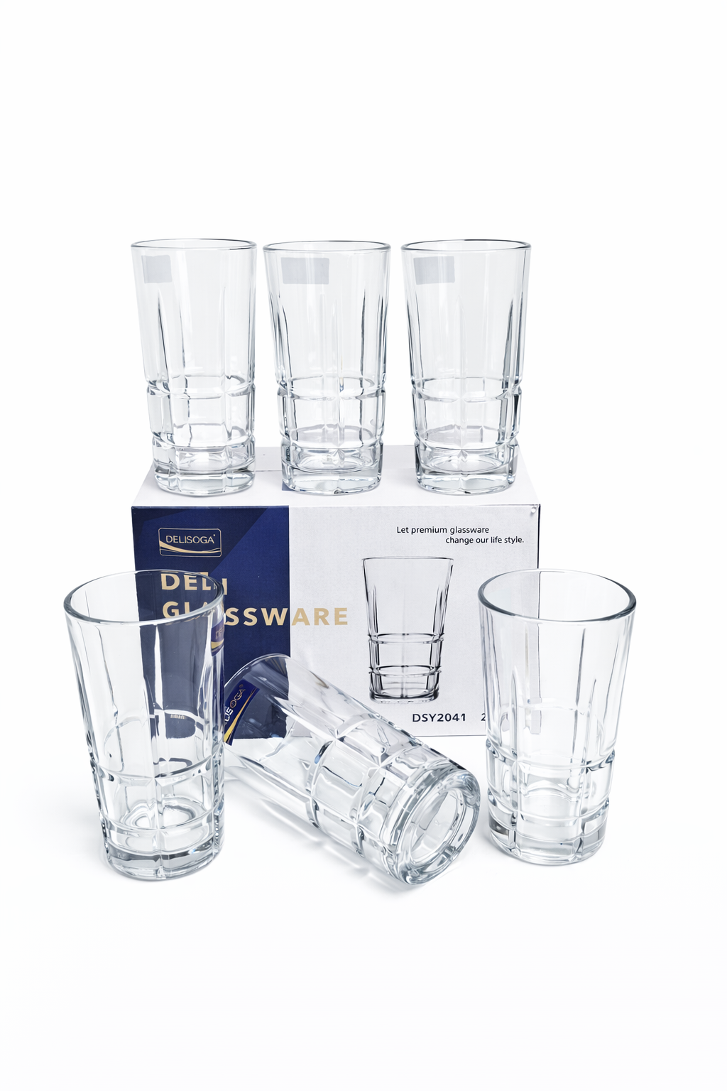 Delisoga Glass Tumbler Cup Set 6pcs